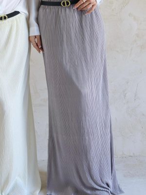 חצאית פליסה אפורה+ חגורה