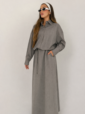 חליפת פסים מלודי אפורה