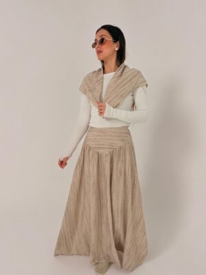 חצאית+מטפחת קרם משופשף