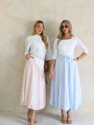 חצאית בלון שנהב תכלת