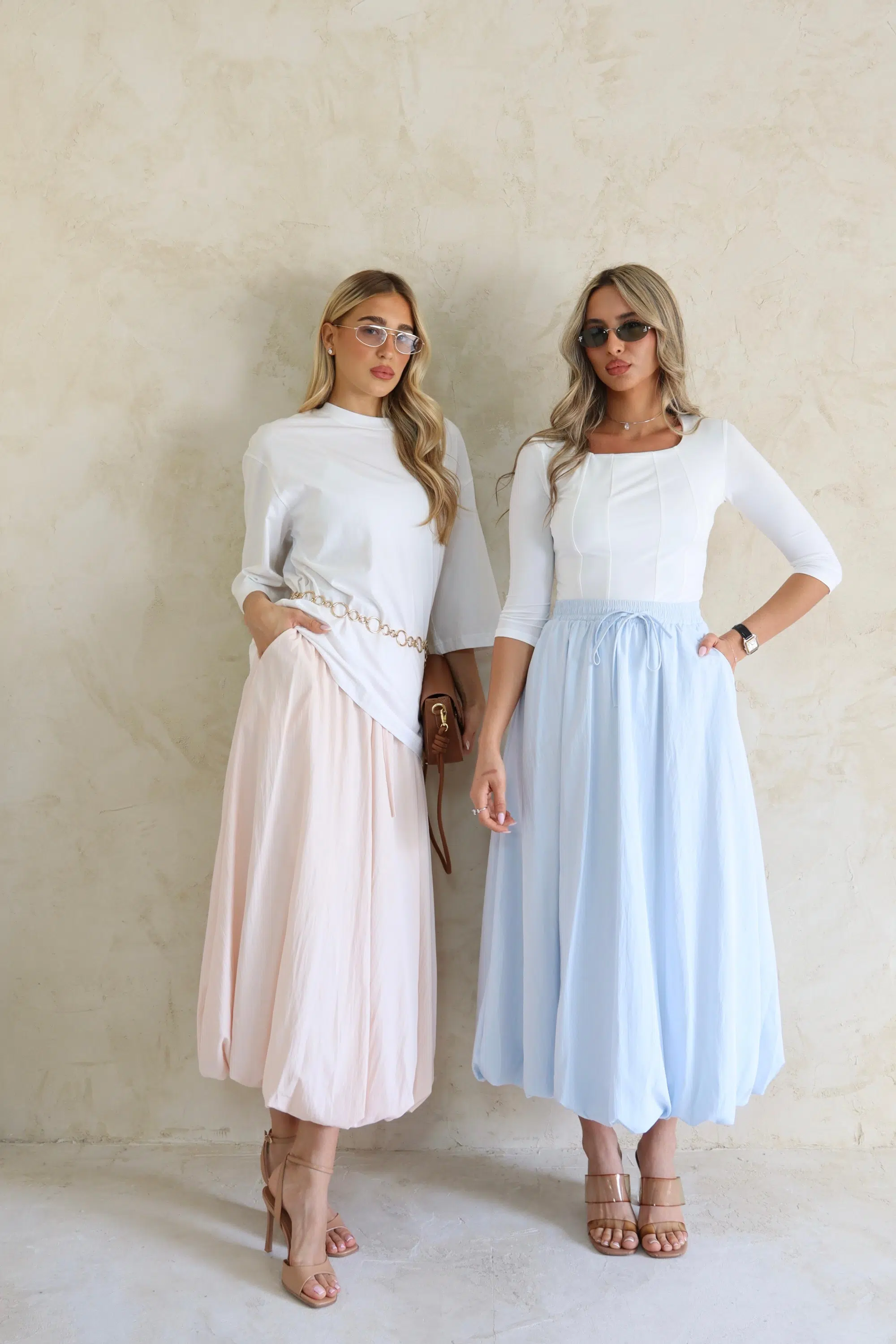 חצאית בלון שנהב תכלת