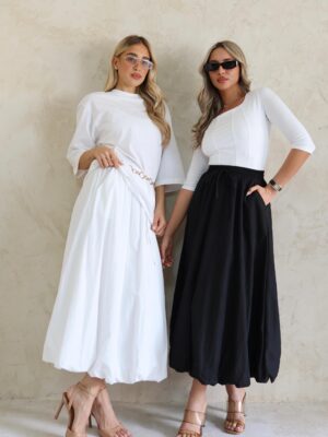 חצאית בלון שנהב לבנה