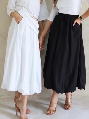 חצאית בלון שנהב שחורה