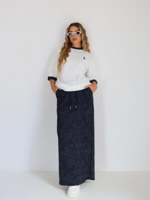 חליפת פולו שחורה שילוב לבן